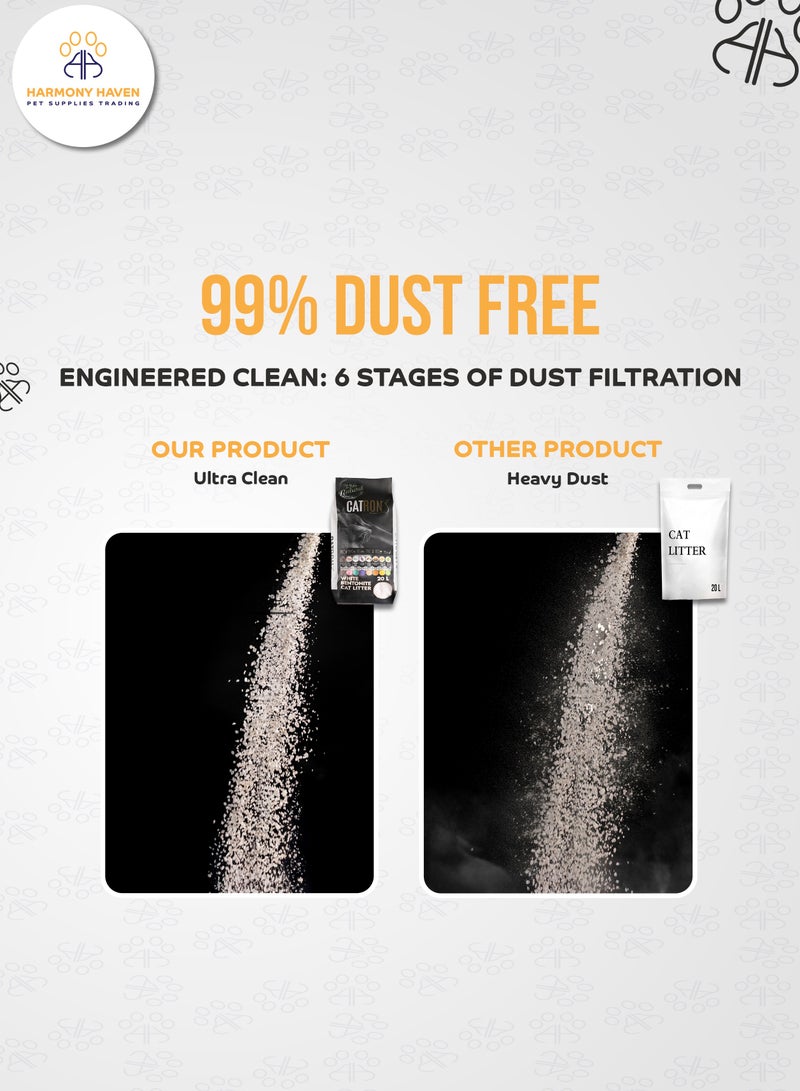 Catron 20L Natural Bentonite Clumping Cat Litter, Made in Turkey Premium Quality, Maximum Odor Control, 99% Dust-Free, Multi-Cat, Baby Powder Scented, 20L (17 kg) - Image 5