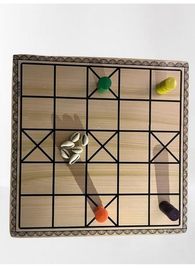 Smartcraft - Adult Wooden Chathuranga/Pagade Board Set/India Traditional Game/Board Games (7 And 5 Home) - Image 1