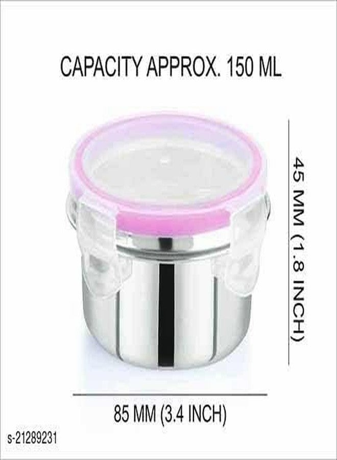 Ganraj Leak Proof Click and Seal Lock Stainless Steel Storage/Air Tight Tiffin Container/Lunch Container with Stainless Steel (S.S) (125ML) - Image 2
