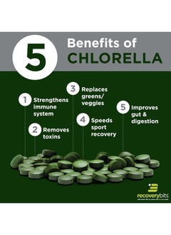 ENERGYBITS RECOVERYbits Organic Chlorella Algae Tablets, Superfood, Pure Green Algae, High Protein and Fiber, Chlorophyll, Cracked Cell Wall Non-Irradiated, for Immune Boosting and Detox, Non-GMO, 900 Tablets  - Image 3
