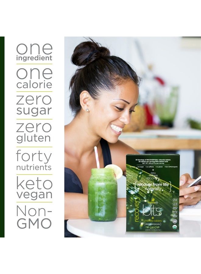 ENERGYBITS RECOVERYbits Organic Chlorella Algae Tablets, Superfood, Pure Green Algae, High Protein and Fiber, Chlorophyll, Cracked Cell Wall Non-Irradiated, for Immune Boosting and Detox, Non-GMO, 900 Tablets - Image 2