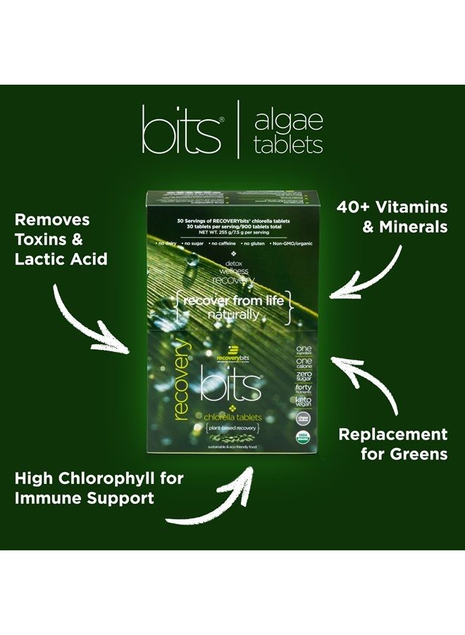 ENERGYBITS RECOVERYbits Organic Chlorella Algae Tablets, Superfood, Pure Green Algae, High Protein and Fiber, Chlorophyll, Cracked Cell Wall Non-Irradiated, for Immune Boosting and Detox, Non-GMO, 900 Tablets - Image 4