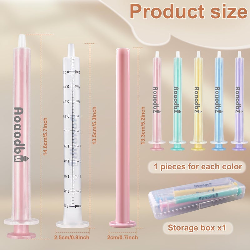 Aoaodbu 10ml Plastic Syringe Without Needle,Leak proof Dosing Tools for Medicine Dispensing 5 Uniquely Colour Syringes - 5 Pack - Image 2