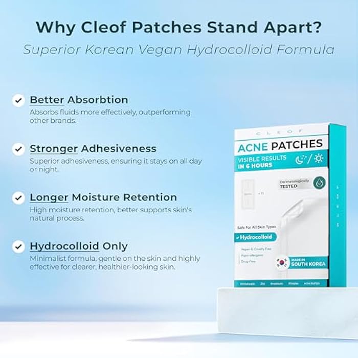 Cleof Hydrocolloid Pimple Patches (Made in Korea) FSA/HSA Eligible - Vegan, Hypoallergenic, Cruelty-Free Acne Circle Stickers for Overnight Use, for Zits, Spots, Pimples, Whiteheads (10 Count, XL) - Image 4
