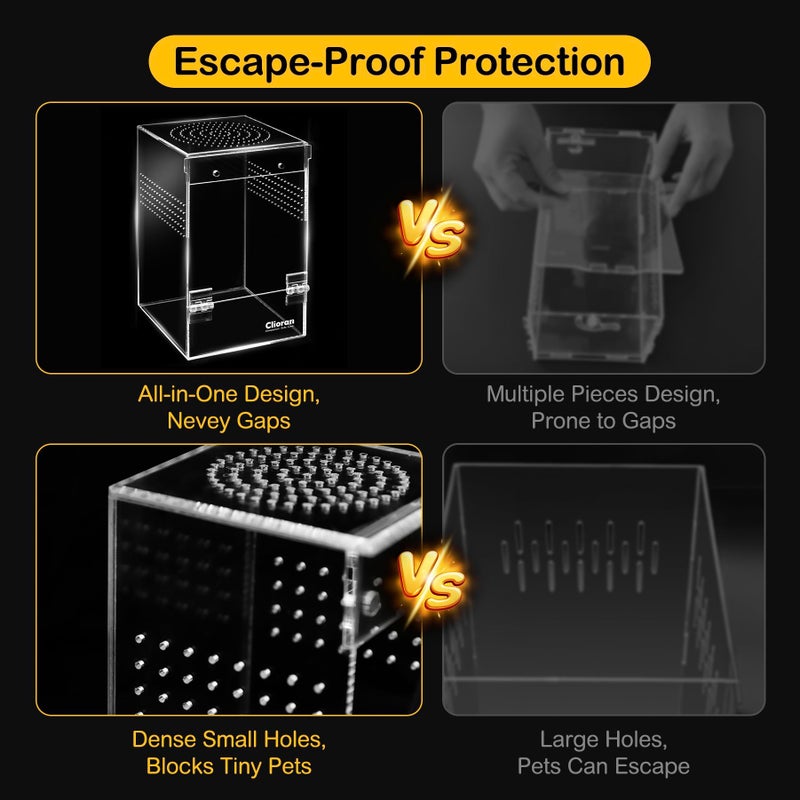 Clioran Jumping Spider Enclosure Kit,Escape Proof Reptile Tank,Praying Mantis Terrariums,Transparent Acrylic Bug Habitat,Arboreal Tarantula Cribs Cage,Insect Starter Container,Critter Keeper Large - Image 2