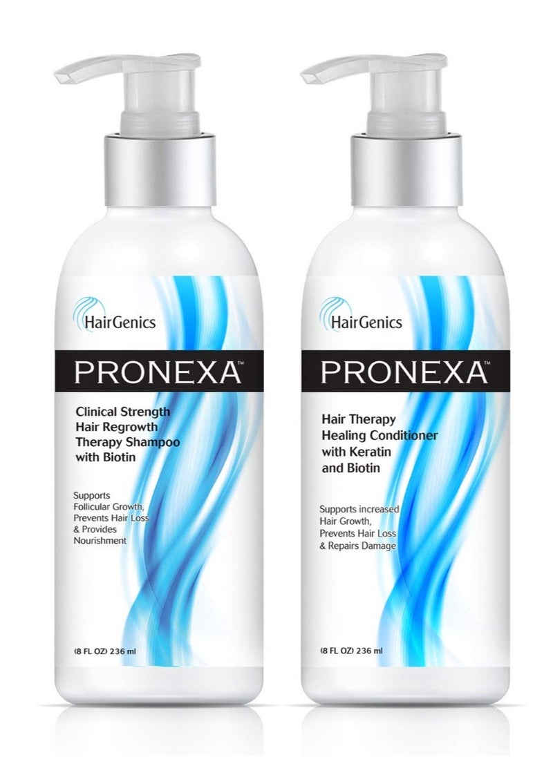 Pronexa - Hairgenics Pronexa Hair Growth & Regrowth Therapy Hair Loss Shampoo and Conditioner COMBO pack. 2 bottles, 8 fl oz per bottle. With Biotin, Collagen, and DHT Blockers for Thinning Hair. - Image 1