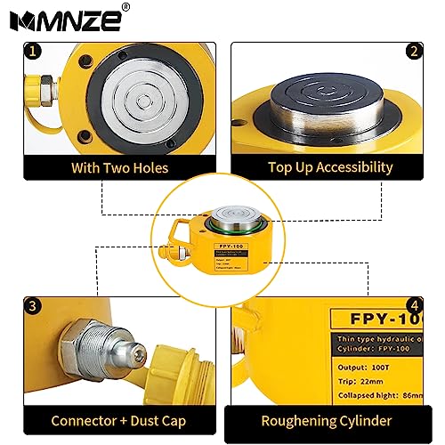 MMNZE 100T 20mm/0.79" Stroke Mini Hydraulic Ram Jack - Porta Power Retract Automatically Split Single Acting Lifting Cylinders for Machinery, Ship Bridge Construction - Image 3
