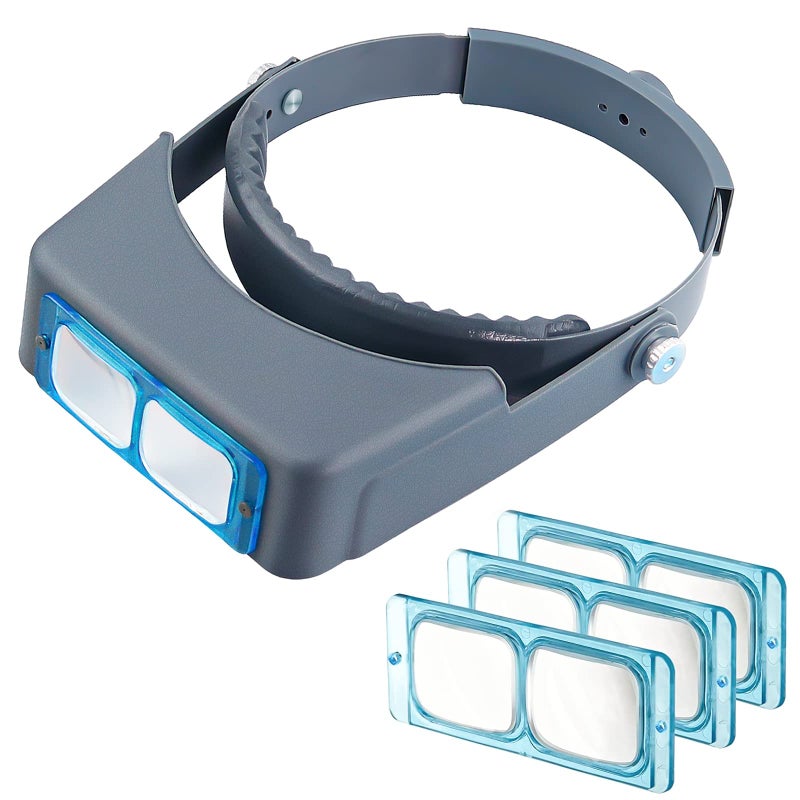Beileshi Headband Magnifier Double Lens HeadMounted Reading Magnifier Loupe Jewelry Visor Opitcal Glass Binocular Magnifier with Lens Magnification15X 2X 25X 35X