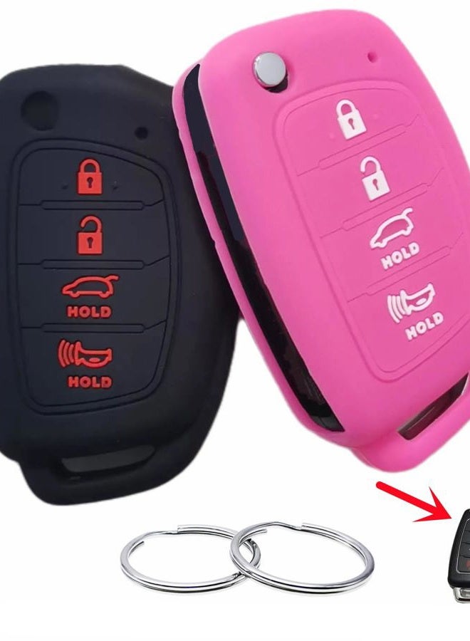 REPROTECTING Silicone Rubber Key Fob Cover Compatible with 2013-2019 Hyundai Santa Fe Sonata Tucson Santa Fe Sport(Suitable for Buttons with Eject/flip/fold Buttons, not for Smart Keys) - Image 1