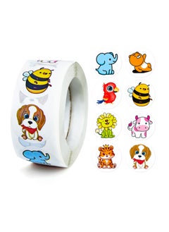 Generic 500 Round Cartoon Animal Stickers Per, Children'S Teacher Reward Stickers School Supplies, Small Animal Reward Roll Stickers Toilet Training Stickers, Suitable For School Classroom Home, Eight Pattern Loop Stickers (Series 1)  - Image 1