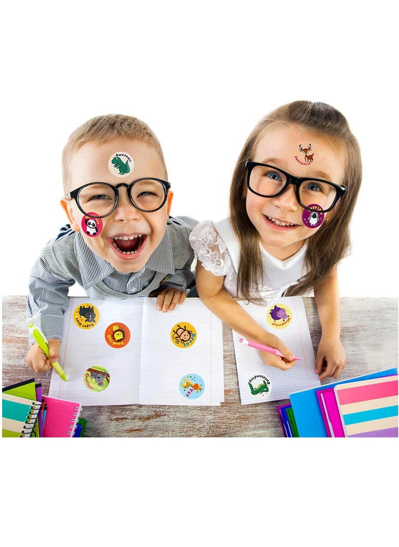 Generic - 500 Round Cartoon Animal Stickers Per, Children'S Teacher Reward Stickers School Supplies, Small Animal Reward Roll Stickers Toilet Training Stickers, Suitable For School Classroom Home, Eight Pattern Loop Stickers (Series 1) - Image 1