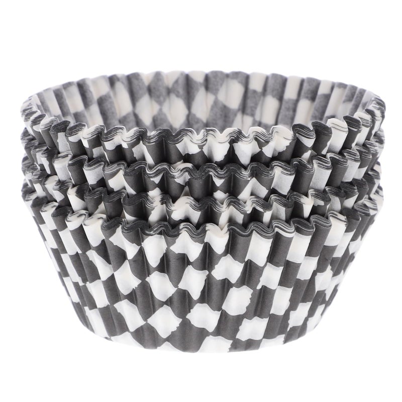 100 Pcs Black White Checkered Cupcake Paper Liners Food Grade Muffin Holders - Image 2
