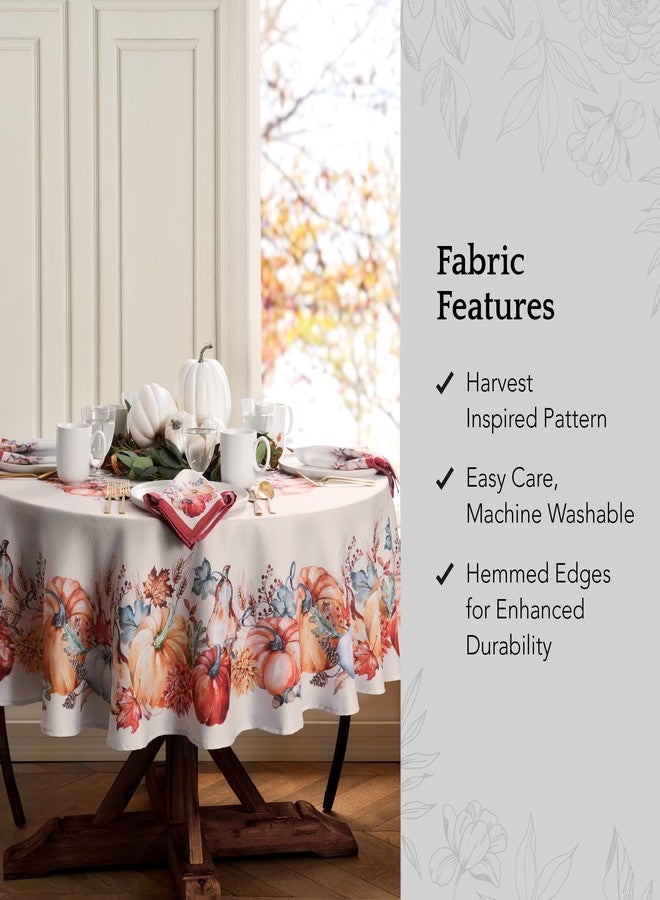 Elrene Home Fashions Botanical Harvest Pumpkin Engineered Wrinkle Resistant Tablecloth, 60"x84" Oval - Image 3