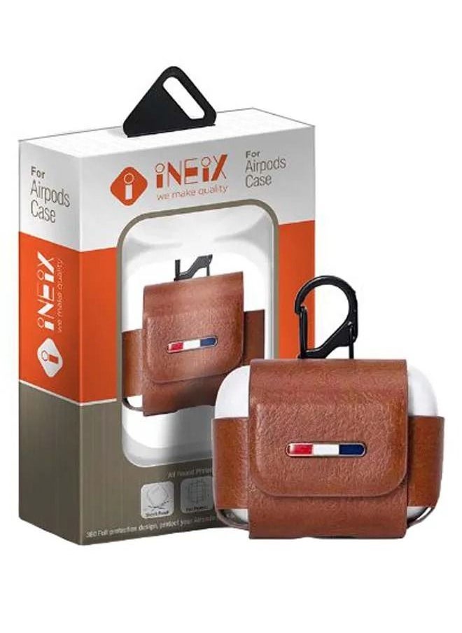 INEIX - Protective Case Cover For Apple AirPods Pro With Carabiner Brown - Image 1