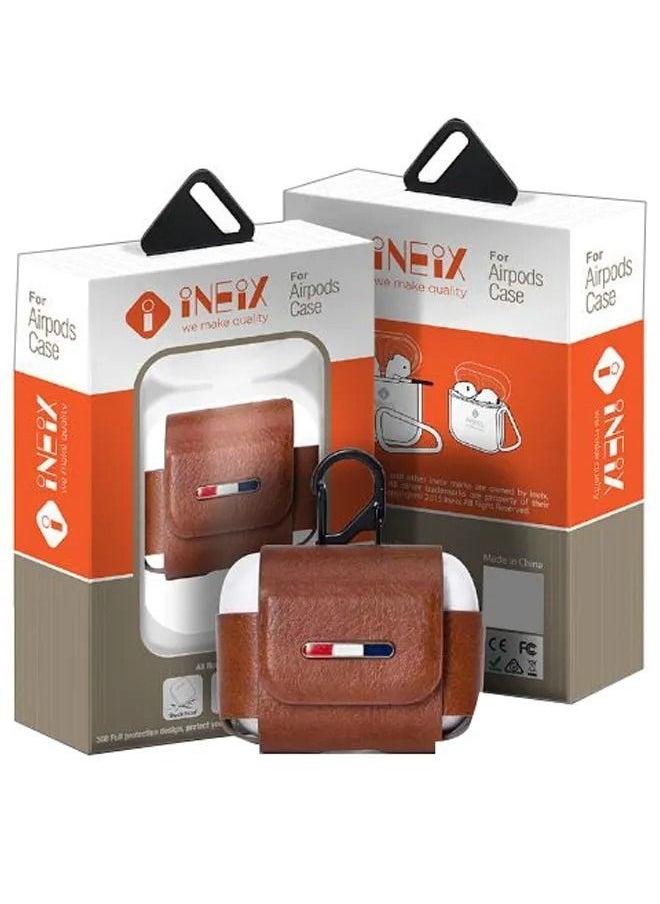 INEIX - Protective Case Cover For Apple AirPods Pro With Carabiner Brown - Image 1