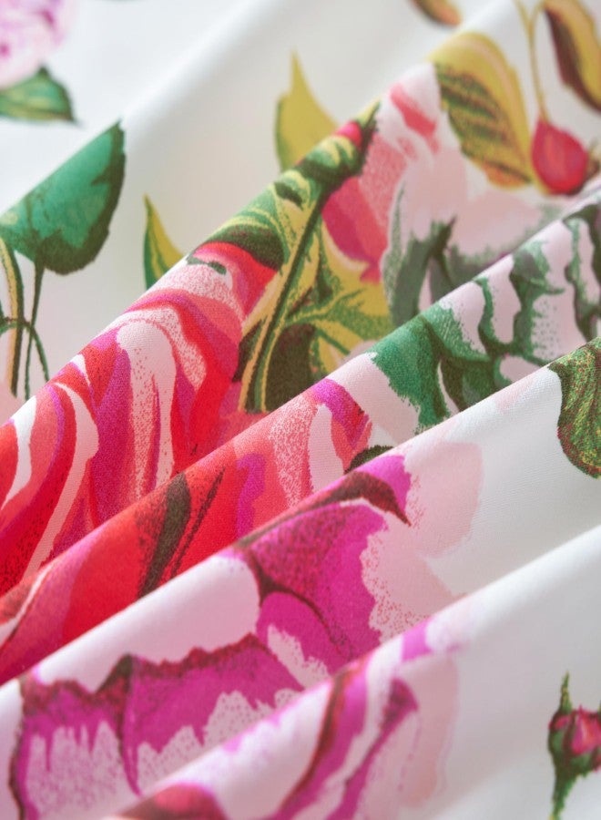 DaDa Bedding Romantic Roses Floral Bed Skirt - Matching Pink & White Ruffled Dust Ruffle for Quilted Coverlet Set - Lightweight & Breathable Polyester Bedskirt (Queen) - Image 5