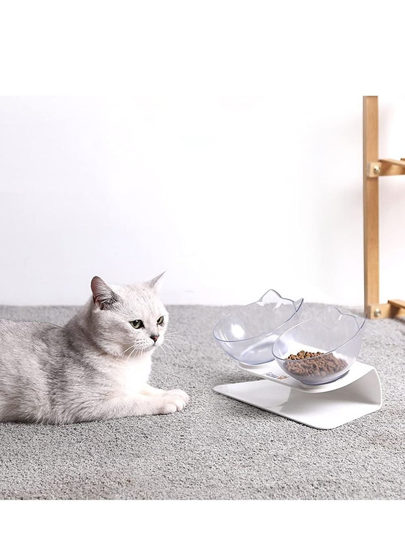 Double Cat Bowl with Raised Stand (Clear) - Image 1
