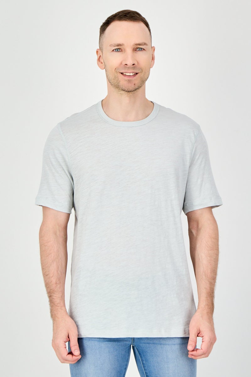 Palm Beach Men Crew Neck Short Sleeve Plain T-Shirt, Light Grey - Image 1