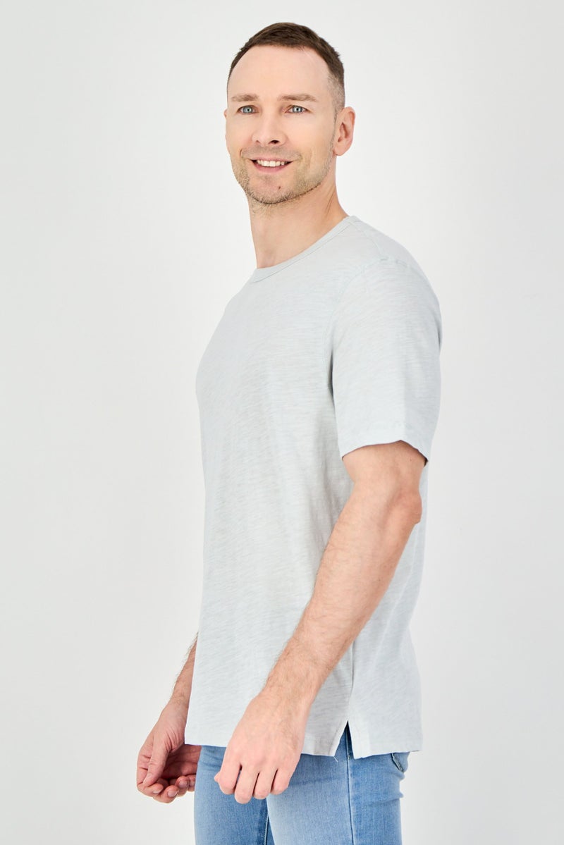 Palm Beach Men Crew Neck Short Sleeve Plain T-Shirt, Light Grey - Image 2