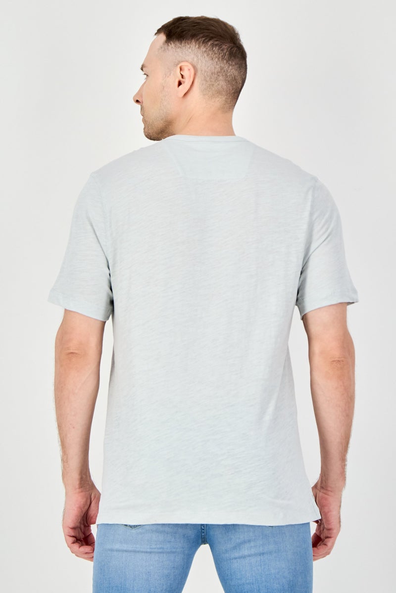Palm Beach Men Crew Neck Short Sleeve Plain T-Shirt, Light Grey - Image 3