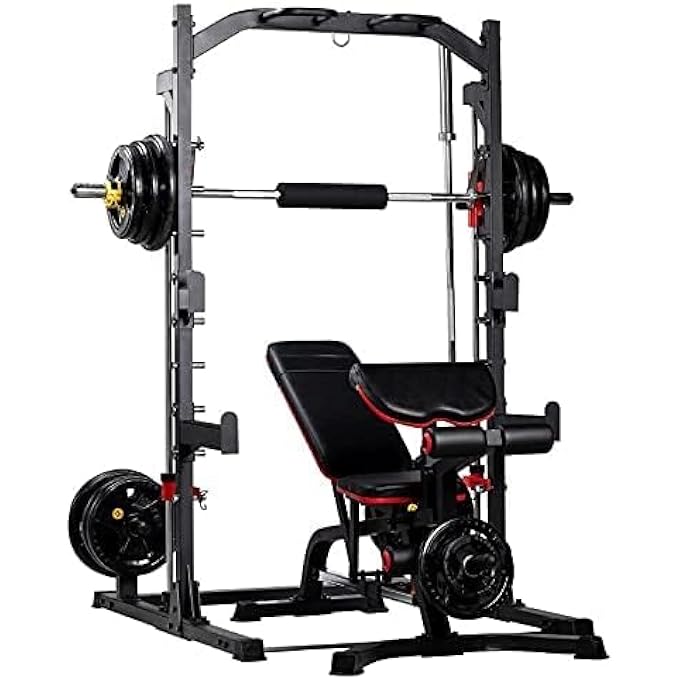 rayihni Smith Machine Squat Stand Adjustable Multi-Function Barbell Rack Stand, Max Load 600Lbs Adjustable Squat Rack Fitness Barbell Free Bench Press Stands Press Equipment Home & Gym-Mf-2830 - Image 4