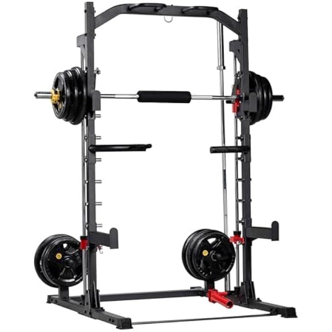 rayihni Smith Machine Squat Stand Adjustable Multi-Function Barbell Rack Stand, Max Load 600Lbs Adjustable Squat Rack Fitness Barbell Free Bench Press Stands Press Equipment Home & Gym-Mf-2830 - Image 3