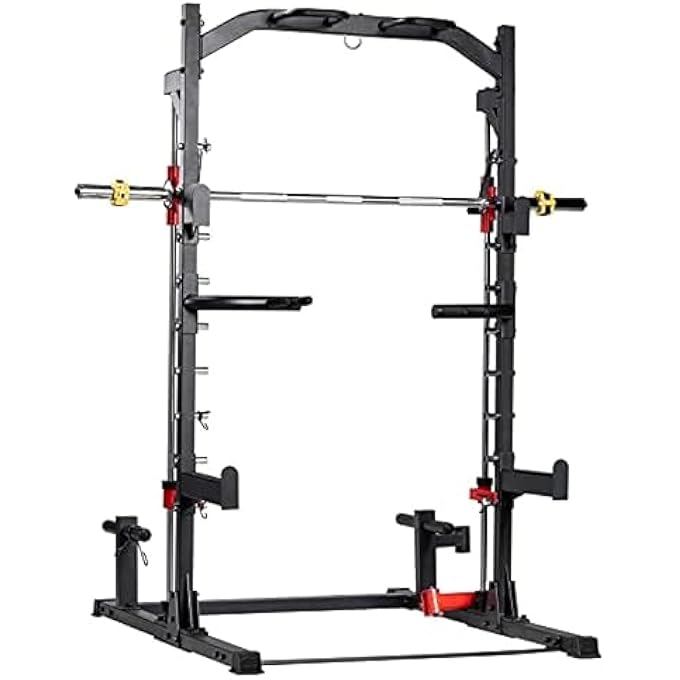 rayihni Smith Machine Squat Stand Adjustable Multi-Function Barbell Rack Stand, Max Load 600Lbs Adjustable Squat Rack Fitness Barbell Free Bench Press Stands Press Equipment Home & Gym-Mf-2830 - Image 2