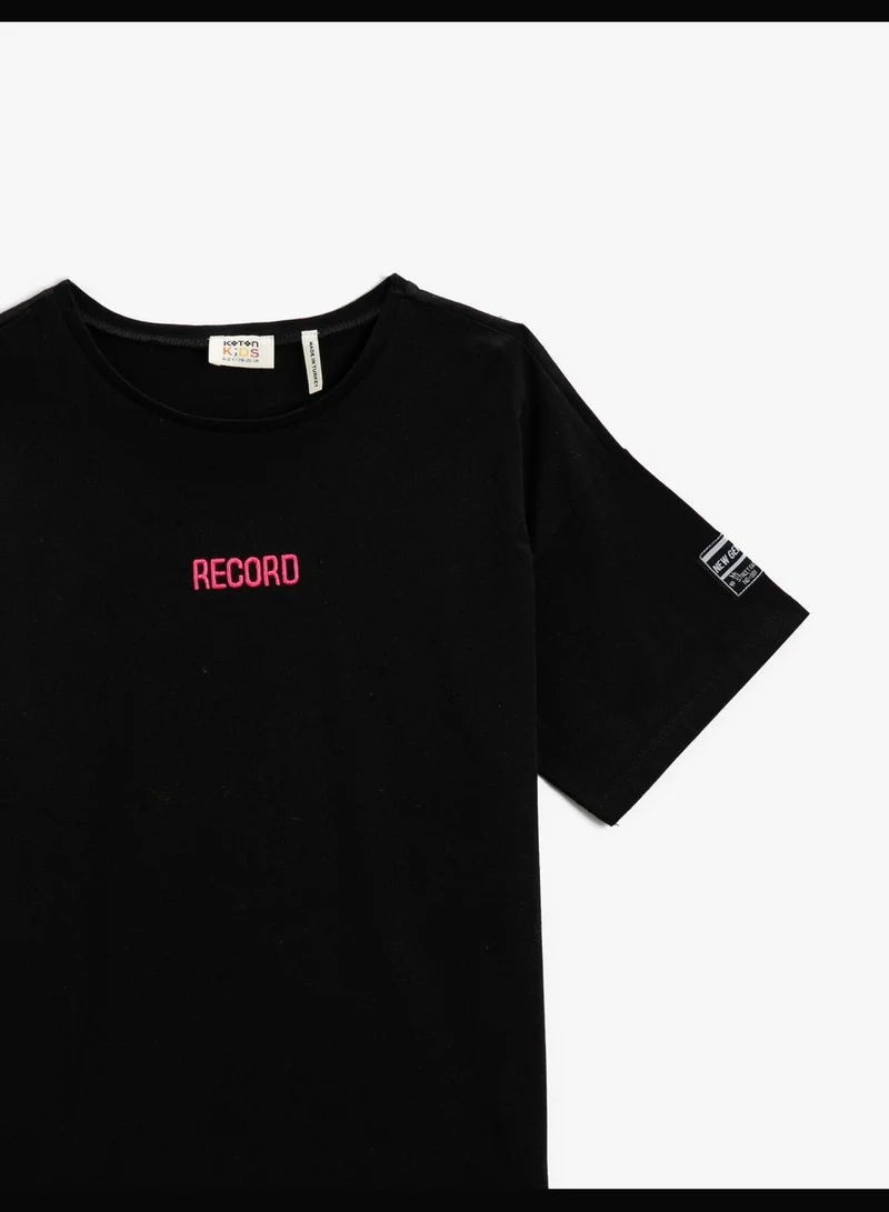 KOTON Embroidered Short Sleeve T-Shirt Cotton
