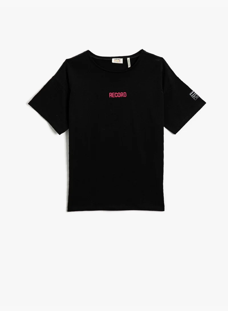 KOTON Embroidered Short Sleeve T-Shirt Cotton