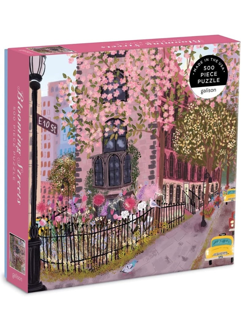 Galison Galison Blooming Streets 500 Piece Puzzle from Galison - Beautifully Illustrated Jigsaw Puzzle of a Local NYC Street, Fun & Challenging, Unique Gift Idea  - Image 1