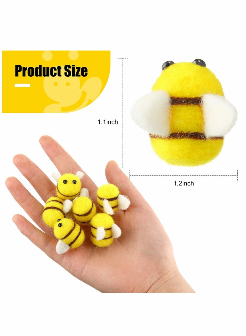 XiuWoo Wool Felt Bee Mini Crafts Balls Bumble for Baby Shower Gender Reveal Party Nursery Tent Hat Decoration DIY Craft Car Seat Grasping Bead Toys (30 Pieces) - Image 4