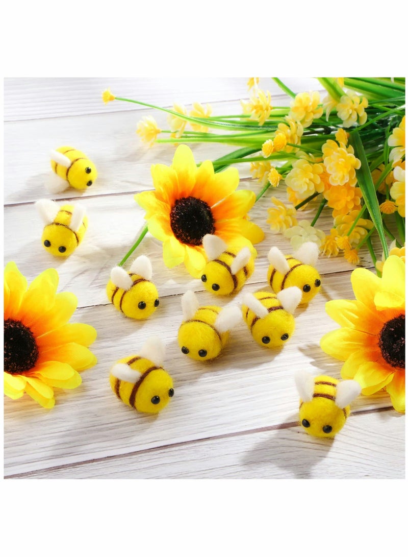 XiuWoo Wool Felt Bee Mini Crafts Balls Bumble for Baby Shower Gender Reveal Party Nursery Tent Hat Decoration DIY Craft Car Seat Grasping Bead Toys (30 Pieces) - Image 5