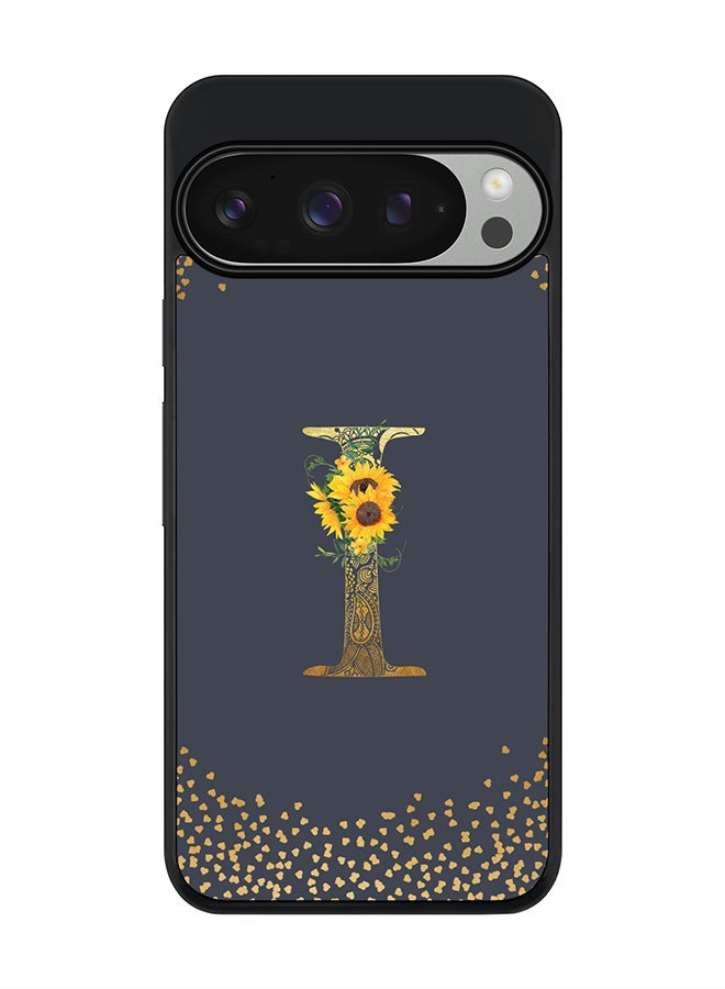 Stylizedd For Google Pixel 9 Pro Case,Slim fit Camera Protection, Shockproof Thin Phone cover - Custom Floral Monogram - I (Grey ) - Image 1