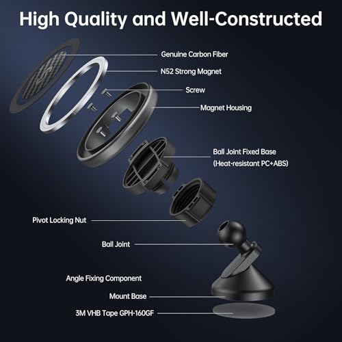 SYNCWIRE MagSafe Car Mount Flexible Rotation Magnetic Phone Holder for Dash Strong Magnets Universal Compatible iPhone Samsung Pixel MagSafe Car Accessories - Image 3