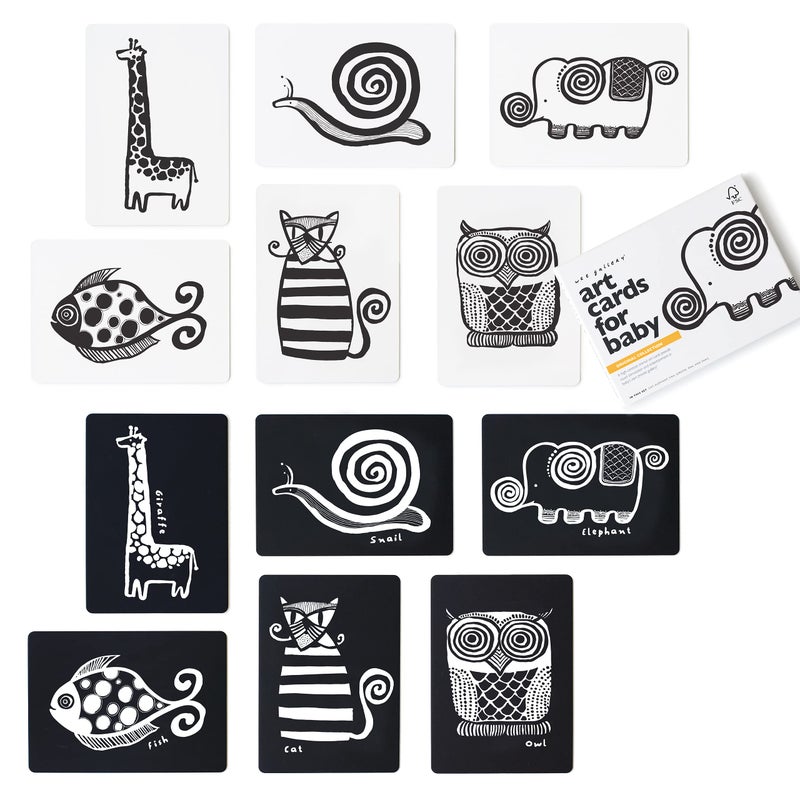 Wee Gallery Art Cards for Baby Durable High Contrast Black and White Animal Flashcards for Newborns Brain Development Sensory Toys Tummy Time Essentials for Infant and Toddler Original Animals - Image 2
