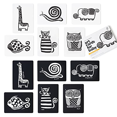 Wee Gallery Art Cards for Baby Durable High Contrast Black and White Animal Flashcards for Newborns Brain Development Sensory Toys Tummy Time Essentials for Infant and Toddler Original Animals - Image 1