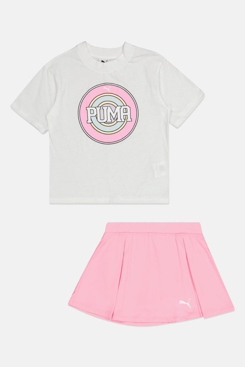 PUMA Kids Girl 2 Pieces Graphic Print Top And Shorts Set, Multicolor - Image 2