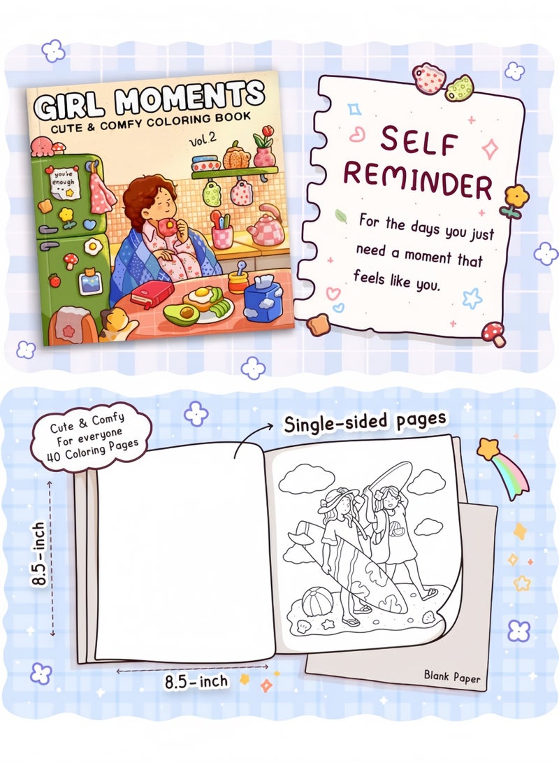 لحظات الفتيات: كتاب تلوين مريح للبالغين والمراهقين يحتوي على مشاهد يومية لطيفة - Image 4