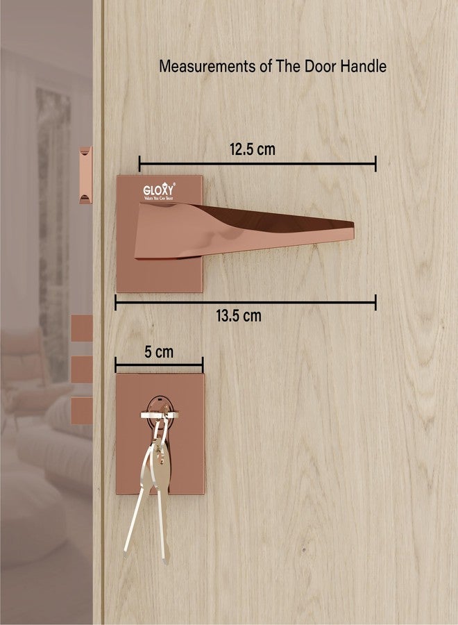 GLOXY Mortise Door Set for Main Door Lock for Bedroom Handle Set with 3 Brass Key for Kitchen, Hotel, Store Room |Rose Gold Finish (2 Years Warranty, Pack of 1) - Image 5