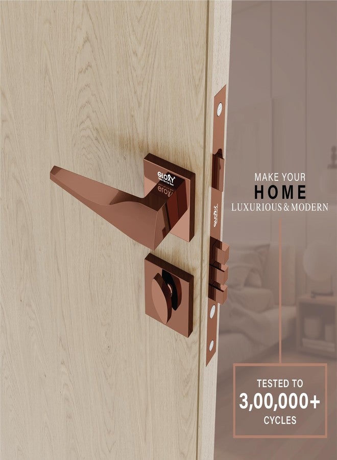 GLOXY Mortise Door Set for Main Door Lock for Bedroom Handle Set with 3 Brass Key for Kitchen, Hotel, Store Room |Rose Gold Finish (2 Years Warranty, Pack of 1) - Image 4