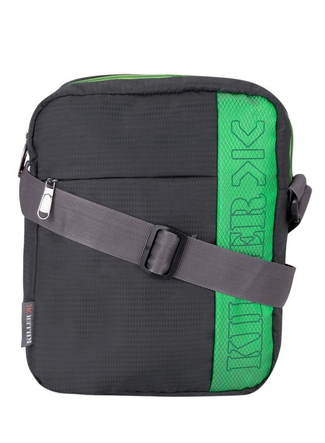 KILLER ENTIZO Traveler Sling Bag for 10" iPad/Tablet - Shoulder Side Sling Bag for Men - Dark Grey & P. Green - Image 1
