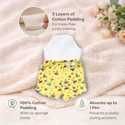 SNUGKINS Potty Training Shorts for Toddlers, Boys and Girls | 100% Cotton. (Size 2, Fits 2 3 Years) - Pack of 2 Multi-Color - Image 2