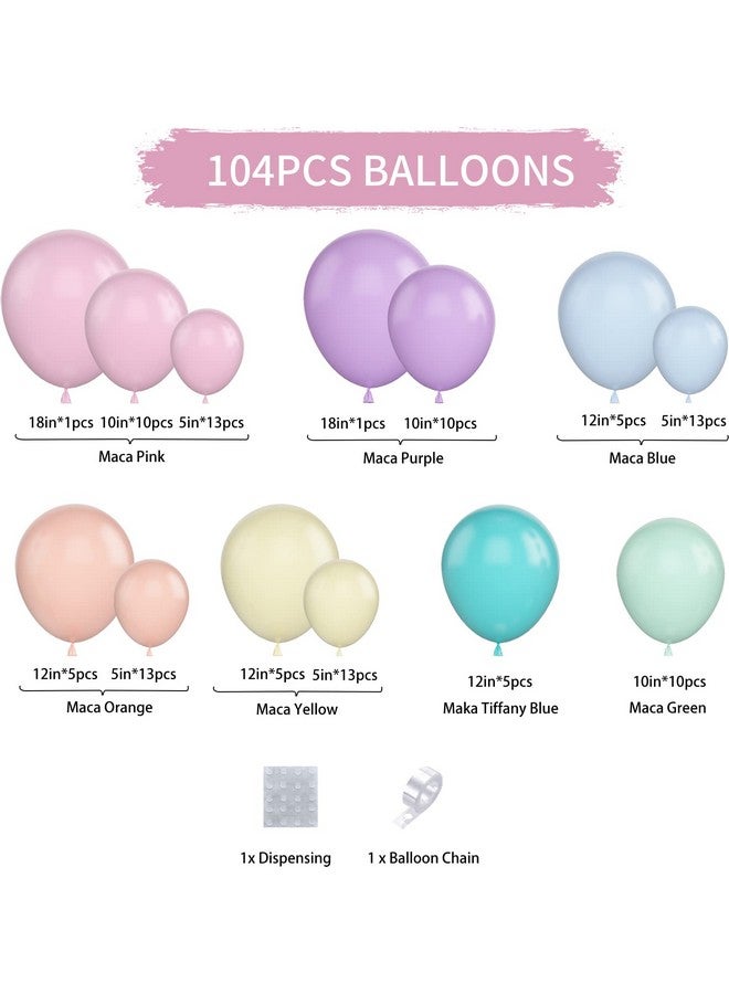 Biapian Pastel Balloon Arch, 104Pcs Rainbow Balloon Garland With 18/12/10/5 Inch Different Sizes Macaron Pink Blue Purple Party Latex Balloon For Birthday Baby Shower Wedding Party Decorations - Image 2