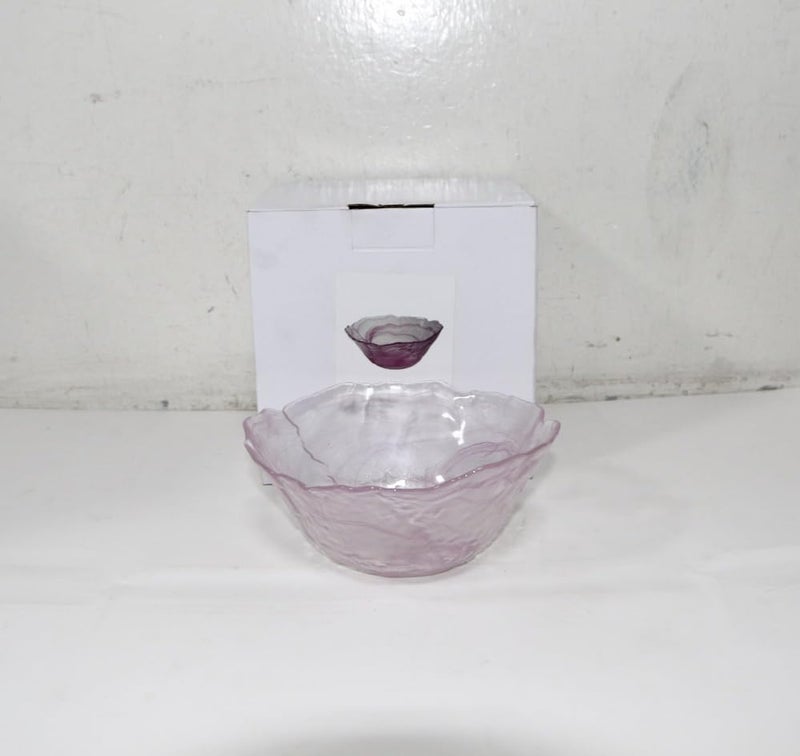 وعاء زجاجي ديكوري من B&D بلون وردي شفاف وتصميم موجي