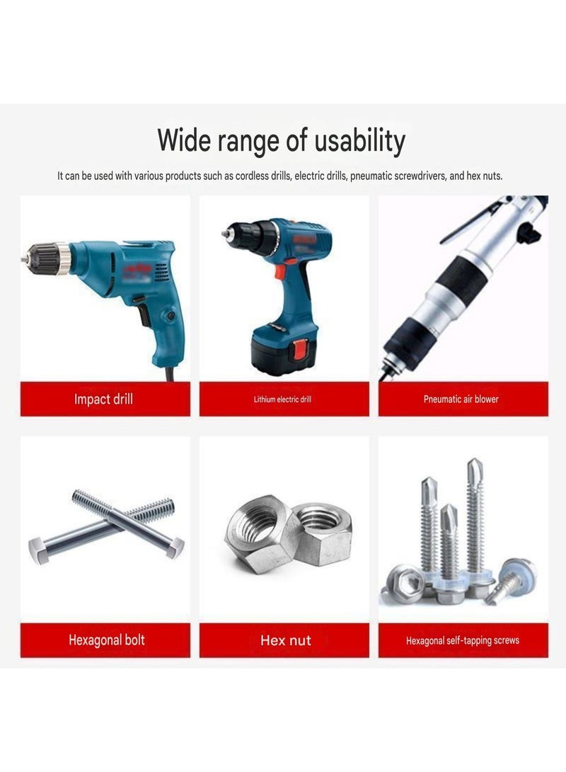 طقم مفكات صواميل مغناطيسية ثلاثي القطع - محول مقبس صدمي متري 8 مم، فولاذ سبيكي S2، ساق سداسي 1/4 بوصة للمثاقب الكهربائية ومفكات الصدمات - Image 4