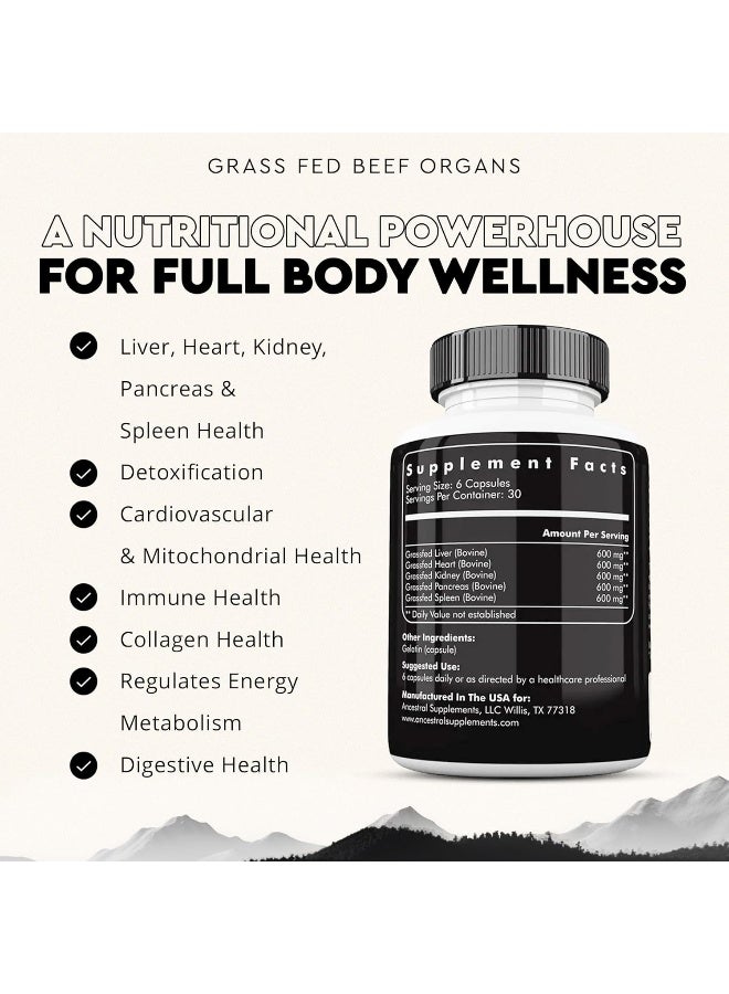 Ancestral Supplements Grass Fed Beef Organs (Desiccated) — Liver, Heart, Kidney, Pancreas, Spleen - Image 3