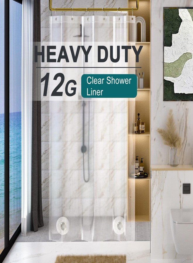 AmazerBath Heavy Duty Stall Shower Curtain Liner 12 Gauge, 36 x 72 Inches Clear Weighted Plastic Shower Liner with 2 Weighted Stones and 6 Rustproof Metal Grommet - Image 1