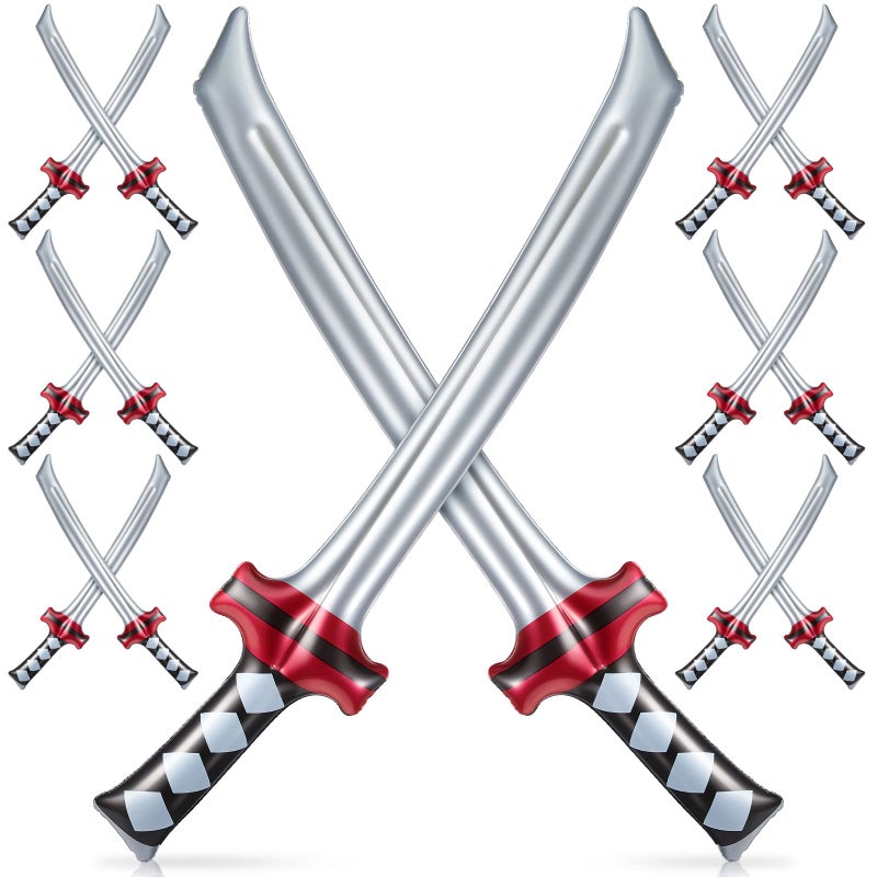 Deekin Ninja Inflatable Sword Ninja Samurai Inflatable Swords Katana Toy Blow up Samurai Toy Costume Accessories for Girls and Boys Birthday Theme Party24 Pcs - Image 3