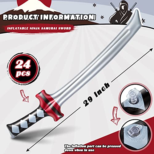 Deekin Ninja Inflatable Sword Ninja Samurai Inflatable Swords Katana Toy Blow up Samurai Toy Costume Accessories for Girls and Boys Birthday Theme Party24 Pcs - Image 5