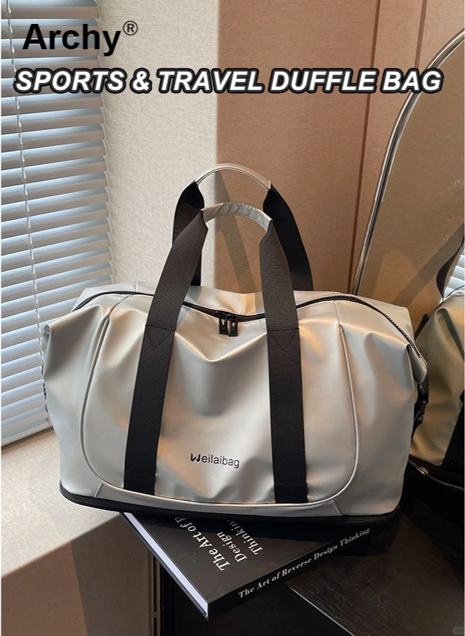 Archy Women's New Large-Capacity Travel Bag - 25L Waterproof Metallic Silver Duffel | 3-Way Carry (Shoulder/Crossbody/Luggage Sleeve) for Short Trips, Gym & Maternity - Image 1
